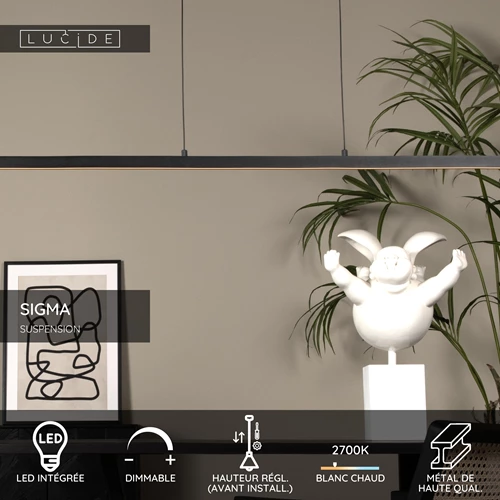 Lucide SIGMA - Suspension - LED Dim. - 1x36W 2700K - Noir - USP